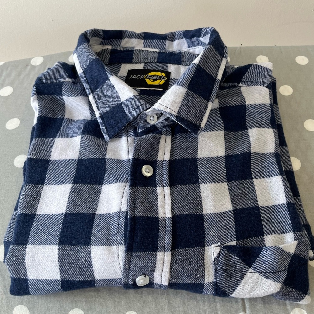 Oversize Blue/White Buffalo Check Long Sleeve Shirt